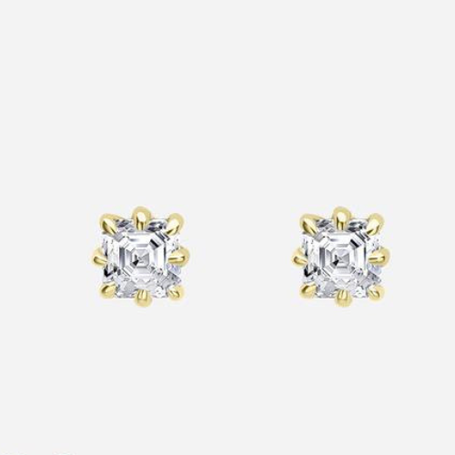Asscher Cut Solitaire Lab Diamond Stud Earrings - Price on request