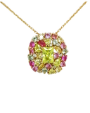 Pink & Peridot Cluster Pendant