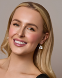 CZ Flower Style Pearl Earrings
