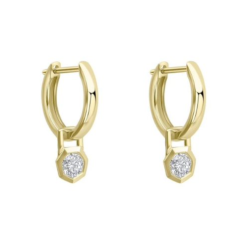 Octagon Hoop Earrings in Recycled 9ct Gold Lab Diamonds