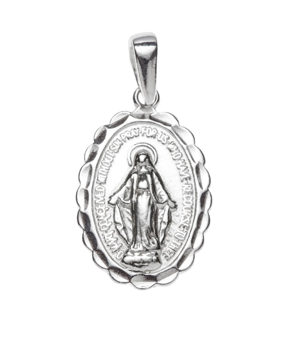 19mm Silver Miraculous Wavy Medal
