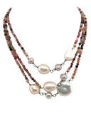 Pearl & Bead triple row necklace