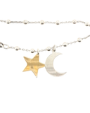 Two Tone Moon & Stars Bracelet