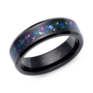 7mm Tungsten Ring Black IP Opal