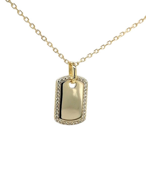 Stone set Gold Plated Necklace (free engraving)
