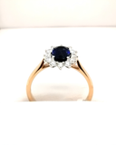 Lab Sapphire & diamond cluster ring