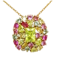 Pink & Peridot Cluster Pendant