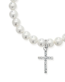 White Pearl Bracelet Cross Charm Set