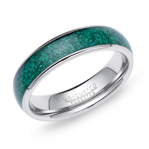 6mm Tungsten Ring with Green Malachite inlay