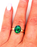 Oval Green Opal Gold Ring