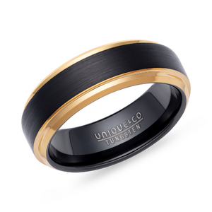 7mm Tungsten Ring with Black & Gold IP