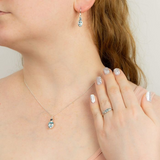 Iris Petal Drop Silver Earrings - natural stone