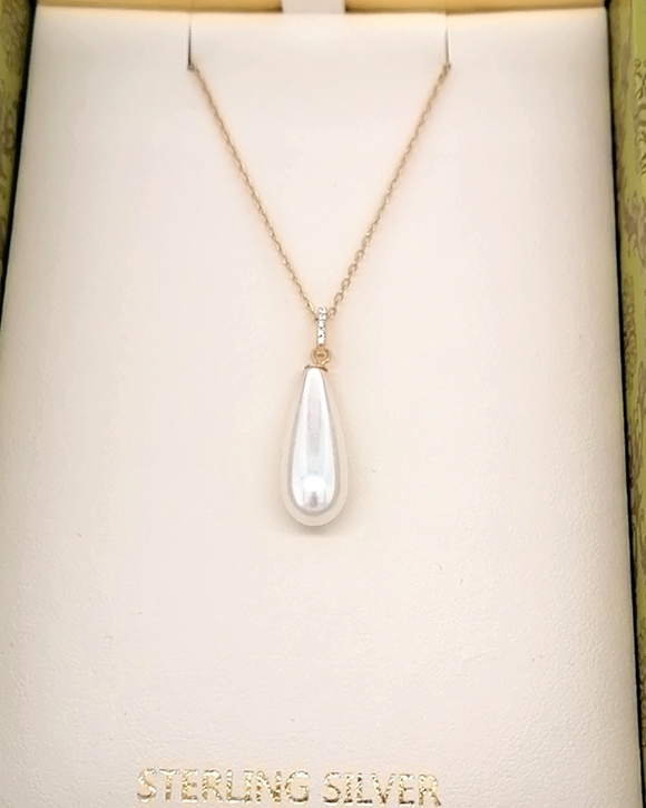 Peal CZ Necklace Gold Plated