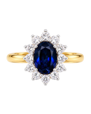 Lab Sapphire & diamond cluster ring