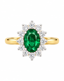 Lab Emerald & diamond cluster ring