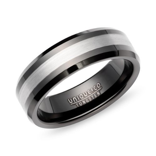 7mm Tungsten & Black IP Plating band