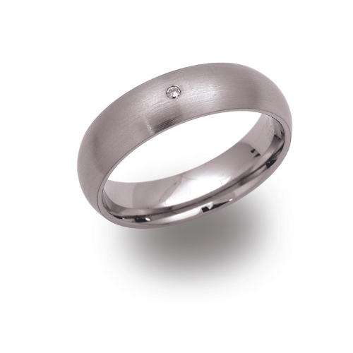 6mm Matt Titanium Ring with Diamond