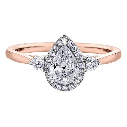 Pear Diamond Halo Style Engagement Ring