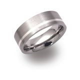 7mm Flat brushed Steel Ring With Silver Inlay