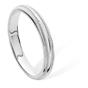 Wedding Band With beaded Design 3mm