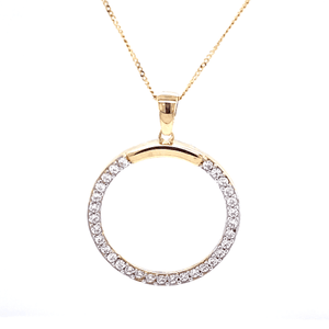 9ct Gold Round stone Set pendant and chain