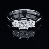 Platinum Three Stone Princess & Brilliant Cut Ring