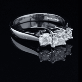 Platinum Three Stone Princess & Brilliant Cut Ring