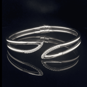 Silver Hinged Stone Set Bangle with Gold