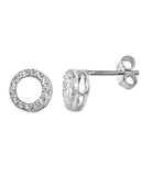 CZ Detail Circle Stud Earrings