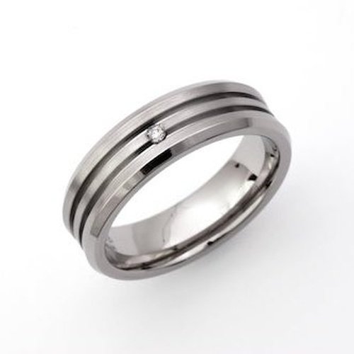 6mm Titanium Concave design Ring With Diamond
