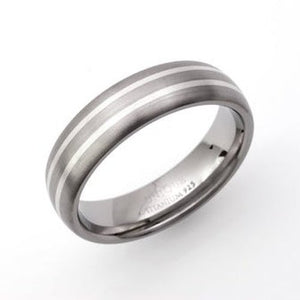 6mm Titanium Ring With Silver Inlay