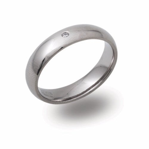 5mm Titanium & Diamond Plain Ring