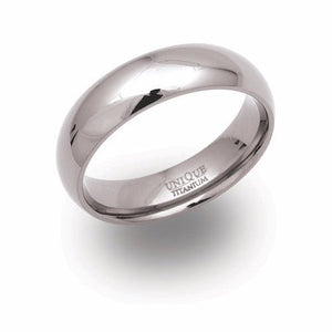 6mm Curved Court style Polished Titanium ring