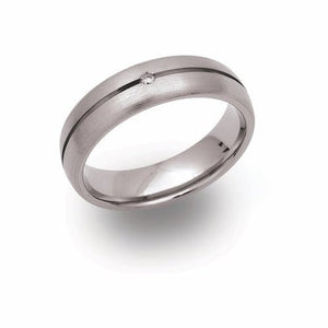 6mm Curved Matt Titanium ring with diamond