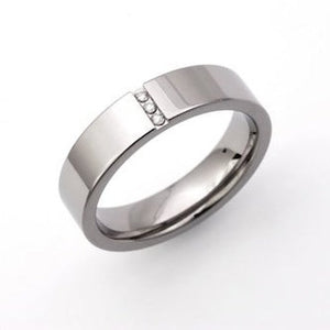 5mm Wide Diamond Gents Titanium Ring