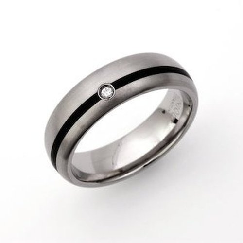 6mm Titanium Black Enamel Inlay & Diamond Ring