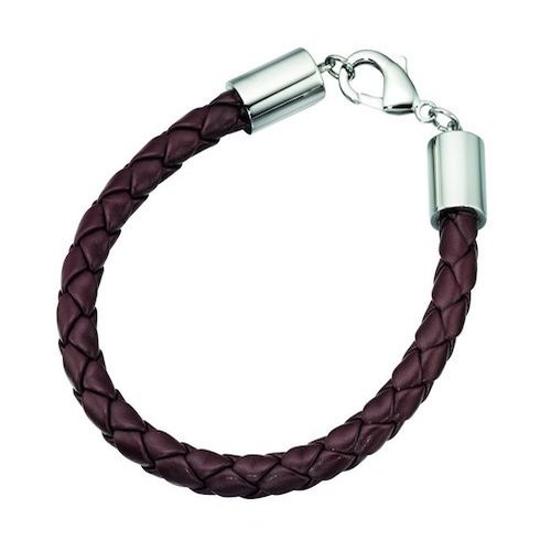 Brown Plaited Leather Bracelet with Stainless Steel Clasp Fred Bennett