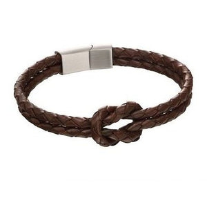 Double row knot brown leather bracelet - Fred Bennett