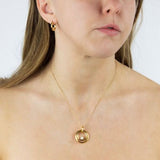 Yellow Gold Plated Encased Freshwater Pearl Pendant & Hoop Earrings