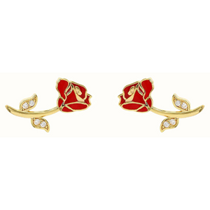 Disney Red Crystal Set Rose Stud Earrings