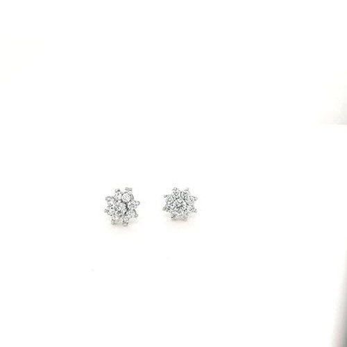 9ct White Gold CZ Cluster Studs
