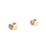 9ct Rose Gold Pearl & C/Z earrings