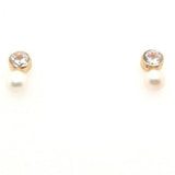 9ct Yellow Gold Pearl & C/Z earrings