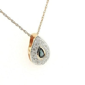 Sapphire & Diamond Pear Pendant