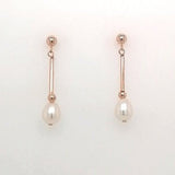 9ct Rose Gold Drop Pearl Earrings