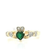 Ladies Diamond & Emerald Claddagh Ring