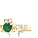 Ladies Diamond & Emerald Claddagh Ring