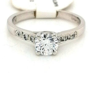 Ladies CZ Solitaire with stone set shoulders