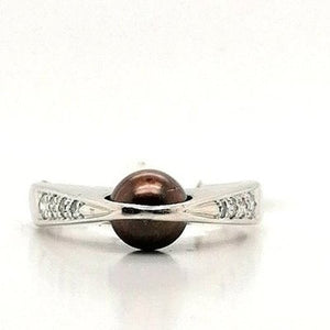 Brown Pearl & Diamond Ring