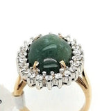 Ladies Cluster with Large Green Stone Ring